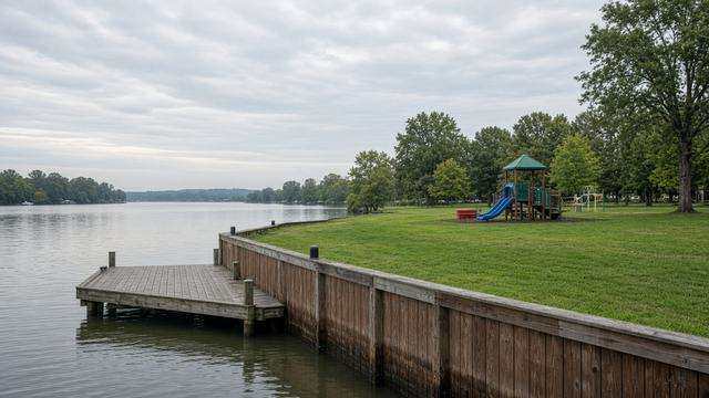 Bellevue Community Park waterfront and public landing on the Tred Avon