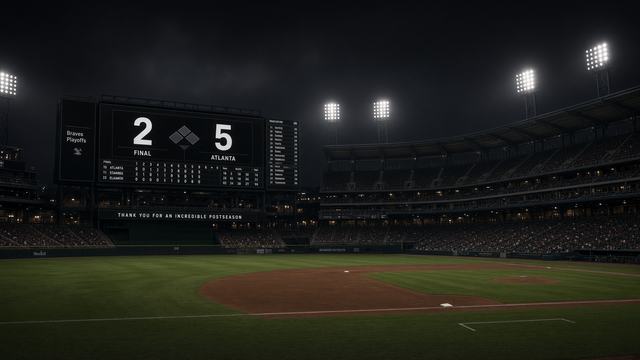 Baseball scoreboard after a National League Wild Card clinching win in Atlanta