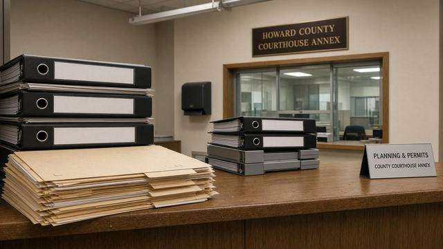 Talbot County planning and permits counter documents at 215 Bay Street