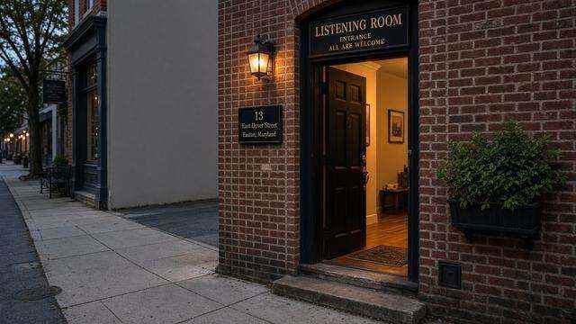 Stoltz Listening Room entrance off East Dover Street in Easton