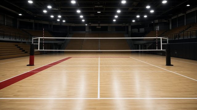 College volleyball scoreboard showing a 3-1 road win
