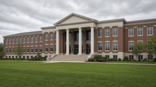 Easton High School exterior on Mecklenburg Avenue in Easton