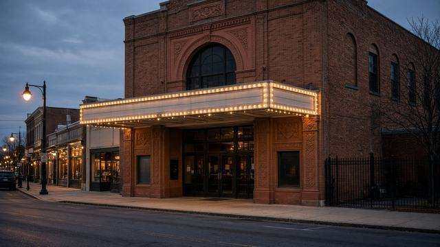 Avalon Theatre marquee on East Dover Street in Easton